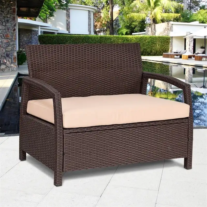 Mordern Outdoor Garden Patio Furniture Rattan Loveseat Couch Chair With Cushion Hw58703 Aliexpress