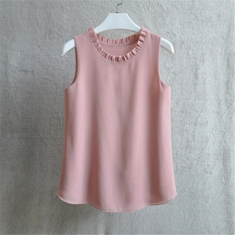 Woherb 21 Colors Solid Ruffle Chiffon Blouse Women 2020 Summer Fashion Vest Blusas Casual Loose Sleeveless Ladies Tops Shirt Woherb 21 Colors Solid Ruffle Chiffon Blouse Women 2020 Summer Fashion Vest Blusas Casual Loose Sleeveless Ladies Tops Shirt