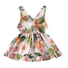 Модная одежда для малышей; платье с цветочным принтом без рукавов, маленькое детское платье-пачка на свадьбу вечерние платья