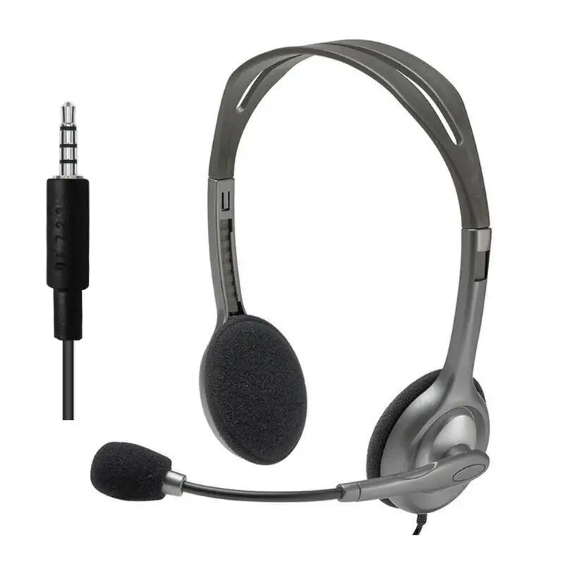 H111 Стереогарнитура logitech H110/H111 с микрофоном, проводные наушники 3,5 мм, гарнитура высокого качества для музыки, игр и звонков - Цвет: H111