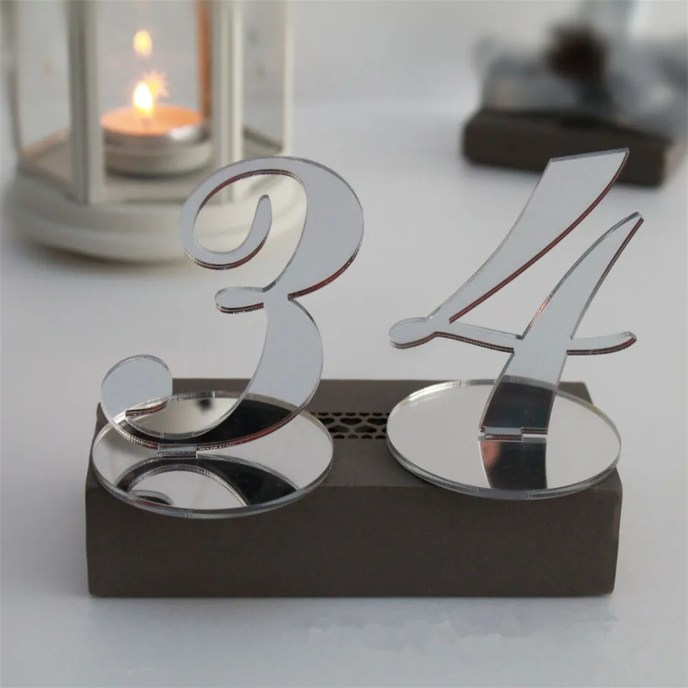 Акриловое зеркало золото серебро стол для чисел и символов номер свадебного стола стенд Свадебные празднования украшения стол центральный