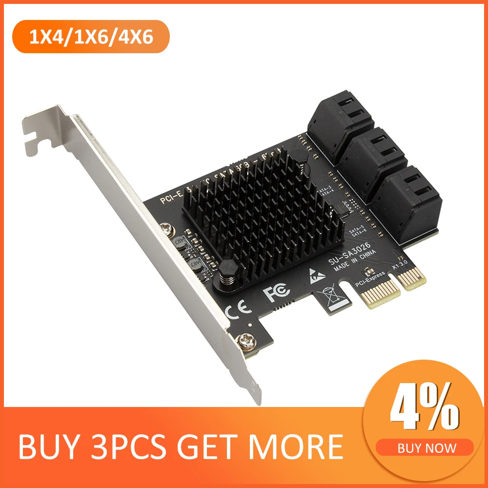 Адаптер ASM1064 SATA PCIe 2/4/6 портов III к PCI Express 3 0 X1 адаптер для платы расширения