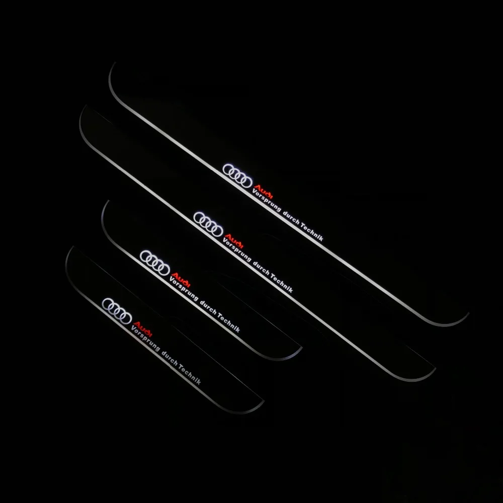 

Acrylic door sill plate strip with led decorative welcome light moving door scuff for Audi A4 b8