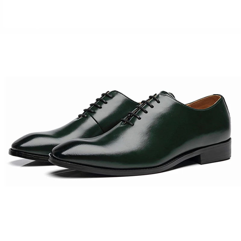 Новейшая мужская деловая офисная обувь; официальная мужская обувь на плоской подошве; свадебные кожаные туфли; мужские дизайнерские вечерние туфли - Цвет: Зеленый