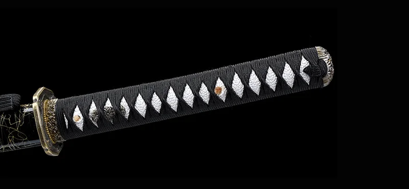 41Inches-Real Sword 1060 Высокоуглеродистая сталь полная острота Тан готовая к резке-японская катана-черный/золотой