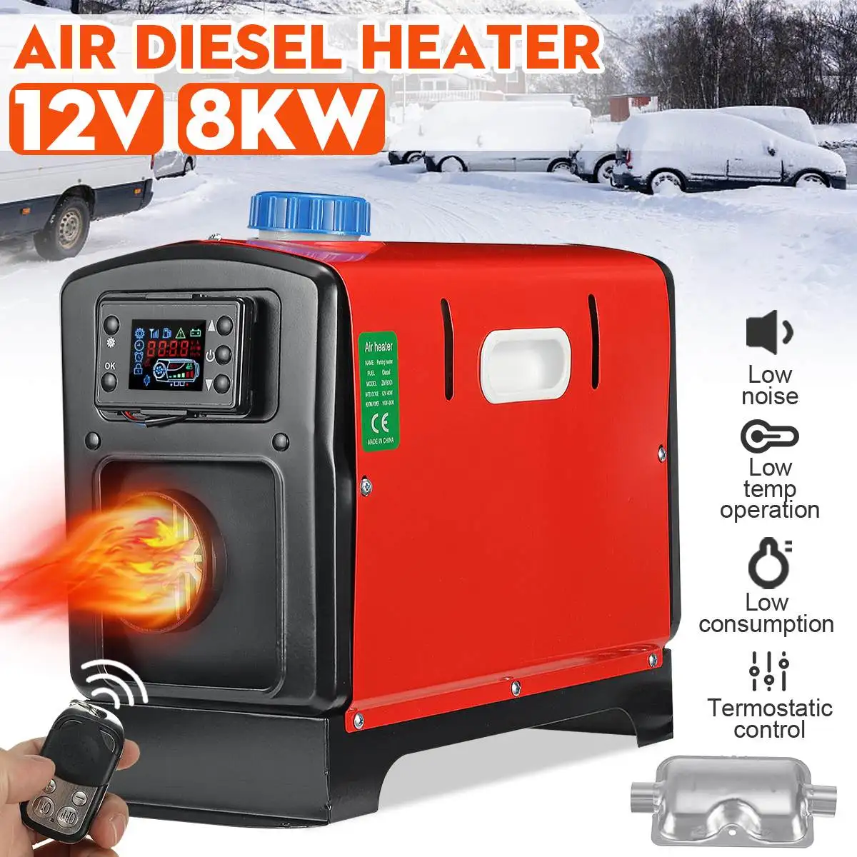 All In One Diesel Air Car Heater 8kw 12v 4 Hole Car Parking Heater Machine  Lcd Monitor +remote Control For Car Truck Bus Boat Rv - Heating u0026 Fans -  AliExpress