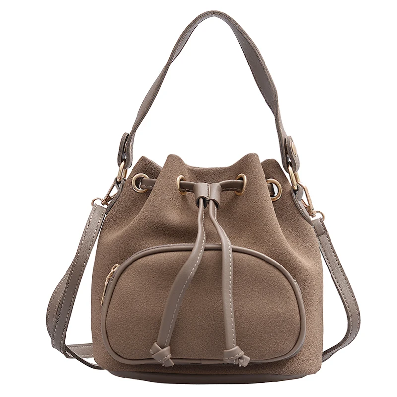 

Fashion Solid Scrub Women Crossbody Bags High Quality PU Leather Bucket Ladies Shoulder Bags Famous Brand Female Messenger Bags