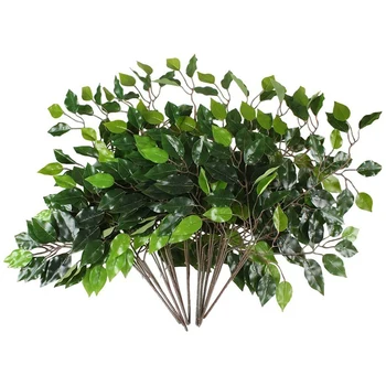 

Botique-12Pcs Artificial Eucalyptus Leaves Stem Leaves Branches Fake Plants Faux Leaf Stems Shrubs Bush for Garden Wedding Decor