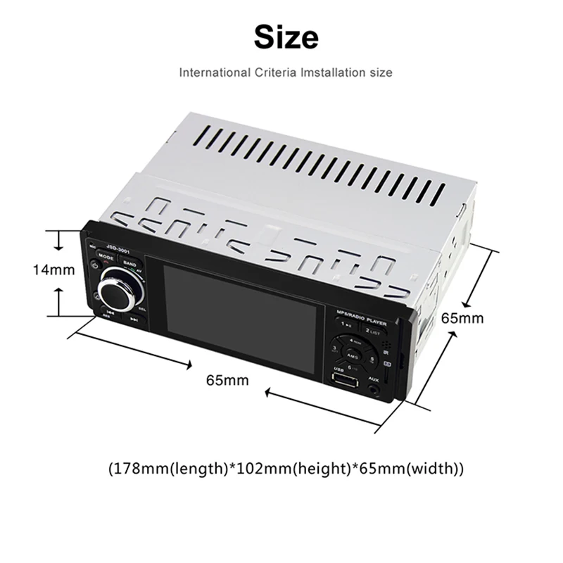 1Din 4,1 дюймов автомобильное радио Mp5 плеер стерео Bluetooth аудио Aux Iso Интерфейс Mp3 Fm/Usb/радио плеер Jsd-3001