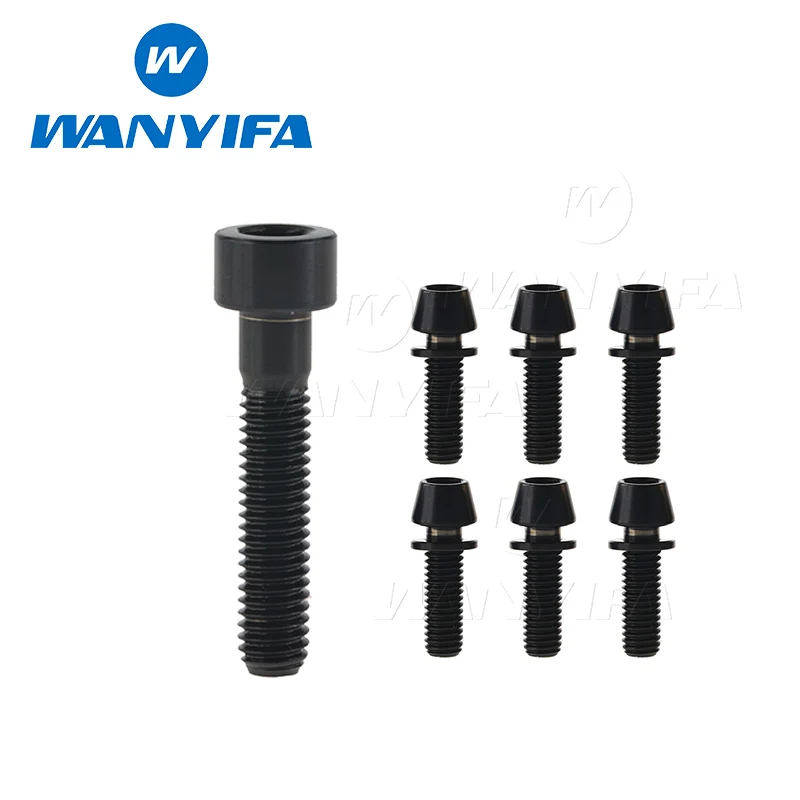 Титановый "Wanyifa"/Ti болты для штока и гарнитуры-7 шт.(6 шт. М5x16 мм и 1 шт. М6x35 мм) Золотой Радужный черный синий - Цвет: M5X20 black