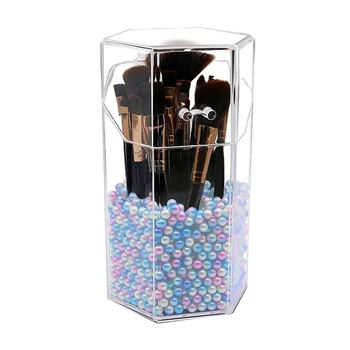 

ABSS-Makeup Brush Holder with Free Pearls Dustproof Cosmetic Brushes Organizer Storage, Hexagon Shaped/Protect Brushes/Large Siz