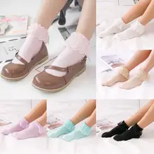 2019 Lovely Happy Harajuku Ankle Women Socks Short Warm Cotton Vintage Lace Ruffle Frilly Ladies Princess Girl White