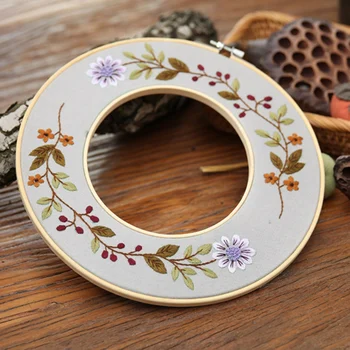 

DIY Embroidery Starter Kit for Beginners with Hand Flowers Bouquet Pattern Double Embroidery Hoops Needlework Art Sewing Craft