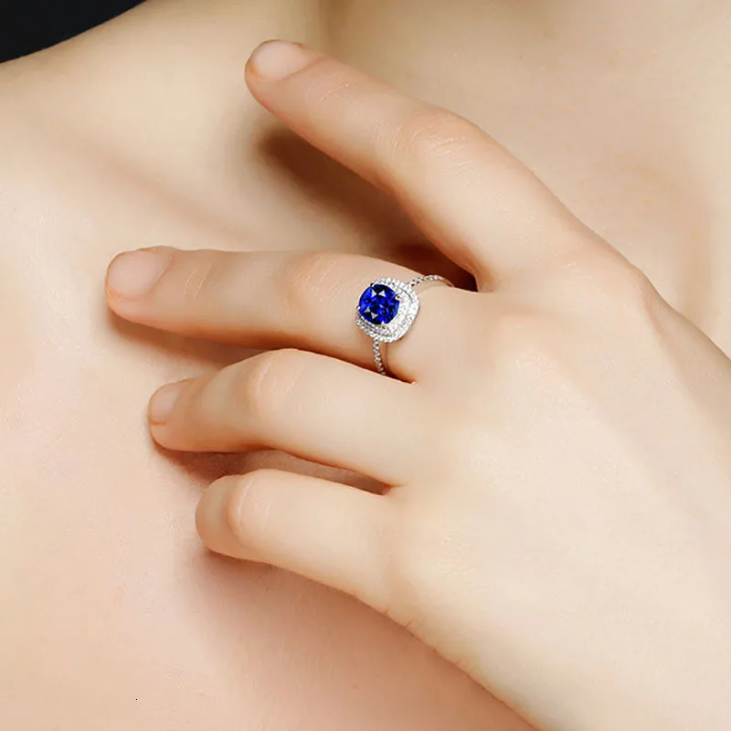 Cellacity Luxury Sapphire Ring For Women Silver 925 Finger Jewelry Blue Gemstones Open Size Female Anniversary Gift Wholesale