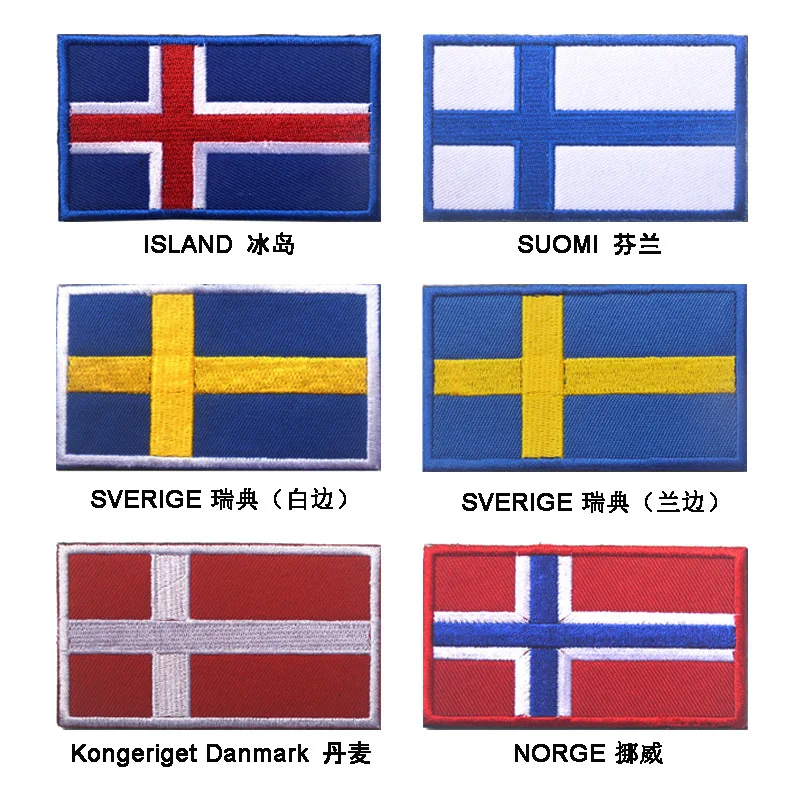 Вышитый Флаг на липучке в северных европейских стилях, эмблема на плечо, Исландская, норвежская, швейная, датская, финская, швейцарская сумка с дополнением