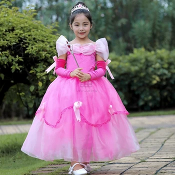 

Fancy Girl Princess Belle Dresses Sleeping Beauty Jasmine Rapunzel Ariel Cosplay Costume Elsa Anna Sofia Children Party Clothes