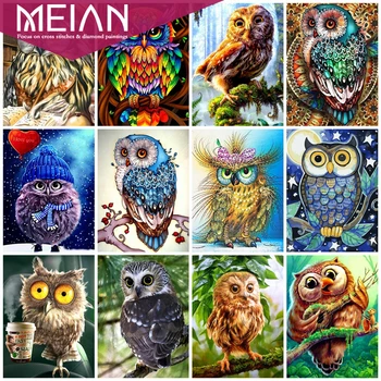 

MEIAN Animal 5D Diamond Mosaic Owl Needlework DIY Full Sets Diamond Embroidery Animal Picture Of Rhinestones Home Decor