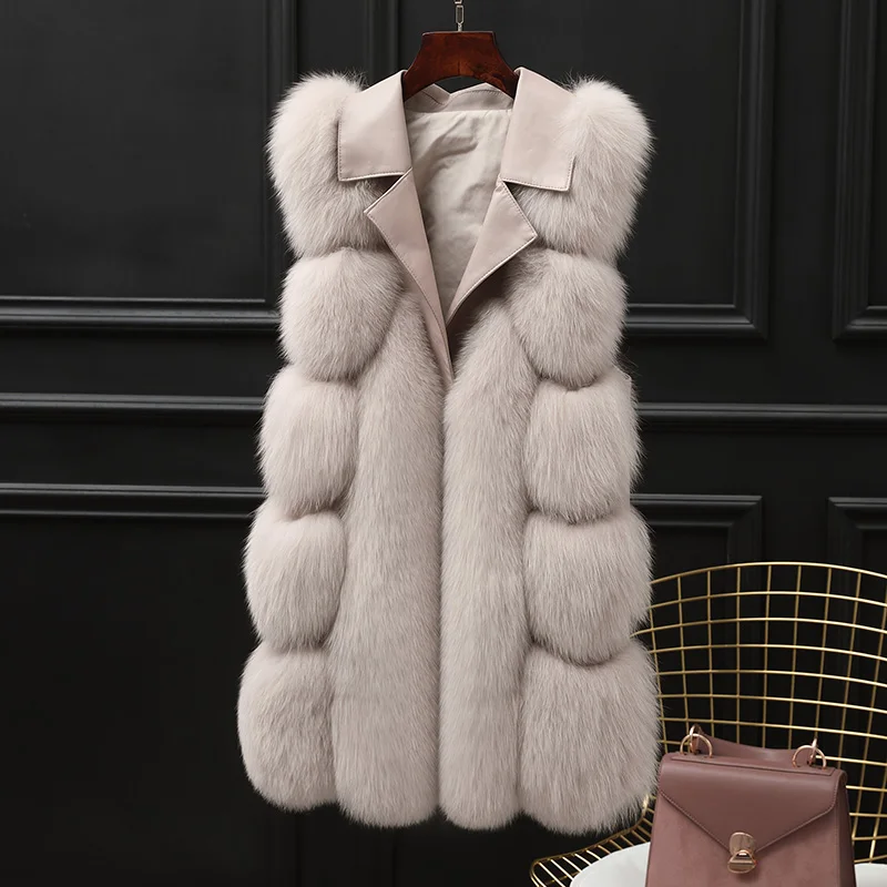 Winter Fashion Real Fox Fur Vests For Women Mid