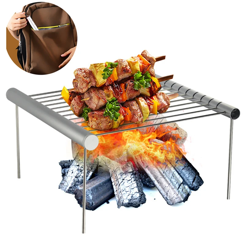 Портативный барбекю-гриль из нержавеющей стали складной карманный гриль для
