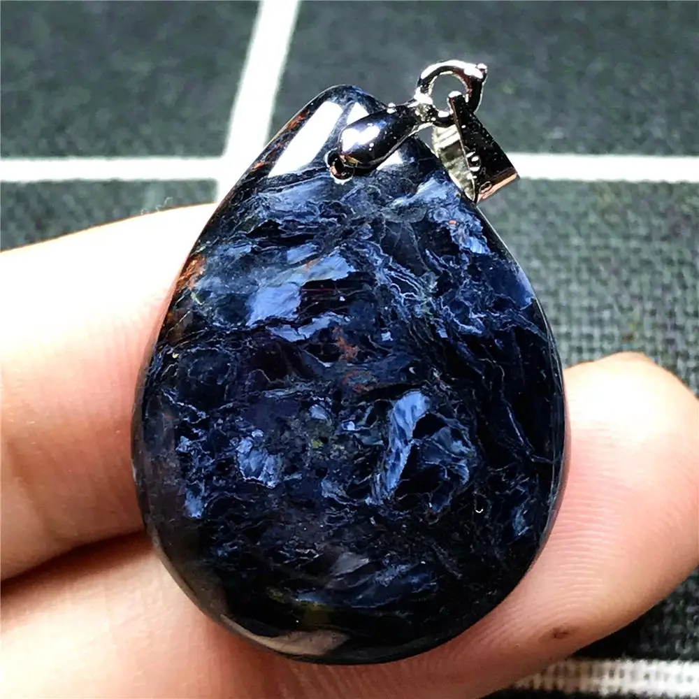 Натуральный синий бисер ожерелье кулон для женщины мужчины кристалл 28x21x6 мм в