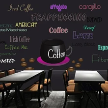 Пользовательские Настенные обои 3D Ручная роспись черный кофе меню Кофейня фон настенная декоративная живопись