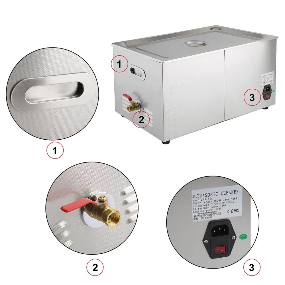 

Professional Intelligent 22L Digital Heating Stainless Steel Ultrasonic Wave Cleaner With Basket For Jewelry Watch EU Plug