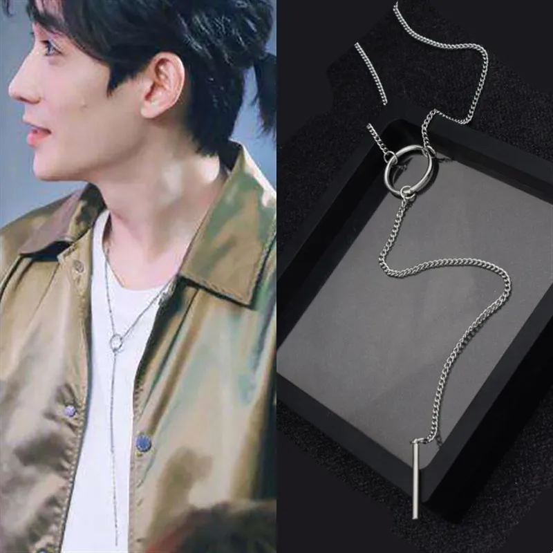 Kpop нержавеющая сталь мужское Ожерелье Корея Мода серебряные ключицы ожерелья