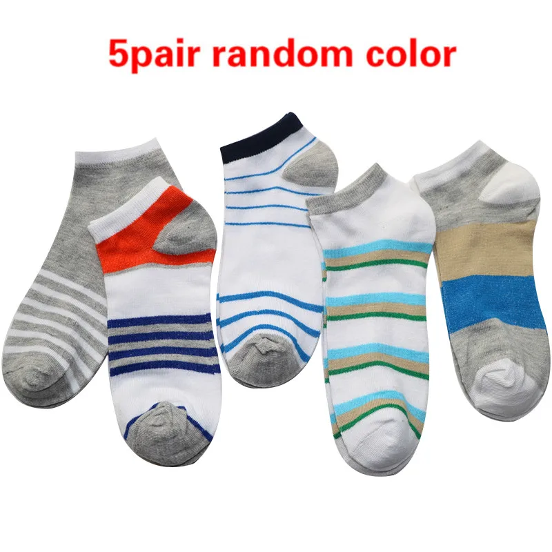 style 3 random color 5 пар, мужские носки до лодыжки, Модные Повседневные Дышащие Короткие носки, незаметный Носок, хлопковые носки-башмачки - Цвет: style 3 random color