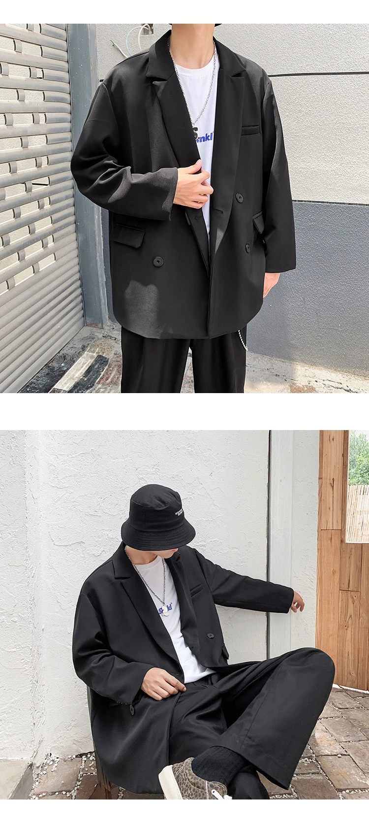 Korean New Men Blazer Black Oversized Blazer Masculino Casual Student Men Blazer hombre