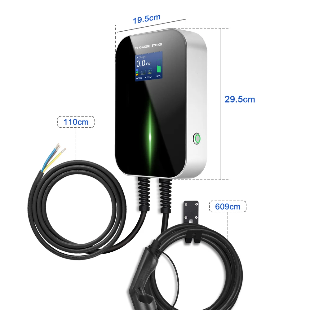 Зарядная Станция для электромобиля EVSE Wallbox с кабелем типа 2 16 А 3 Фазы IEC 62196 Audi Mercedes