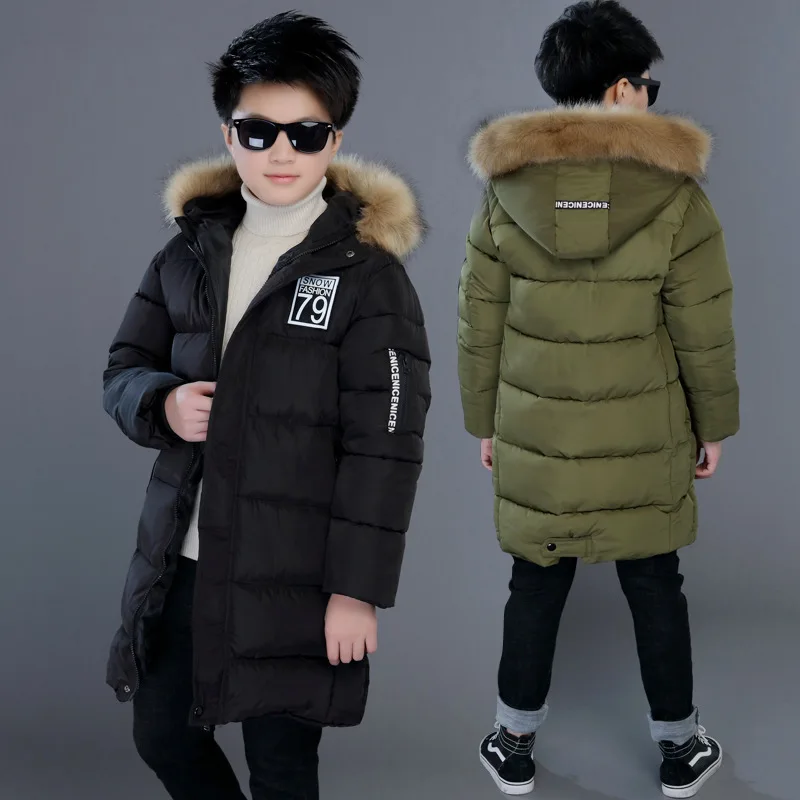 

2019 Children Down & Parkas 4-14t Winter Kid Outerwear Baby Boy Clothes Warm Hooded Jacket For Boys Warm Coats Winterjas Jongen