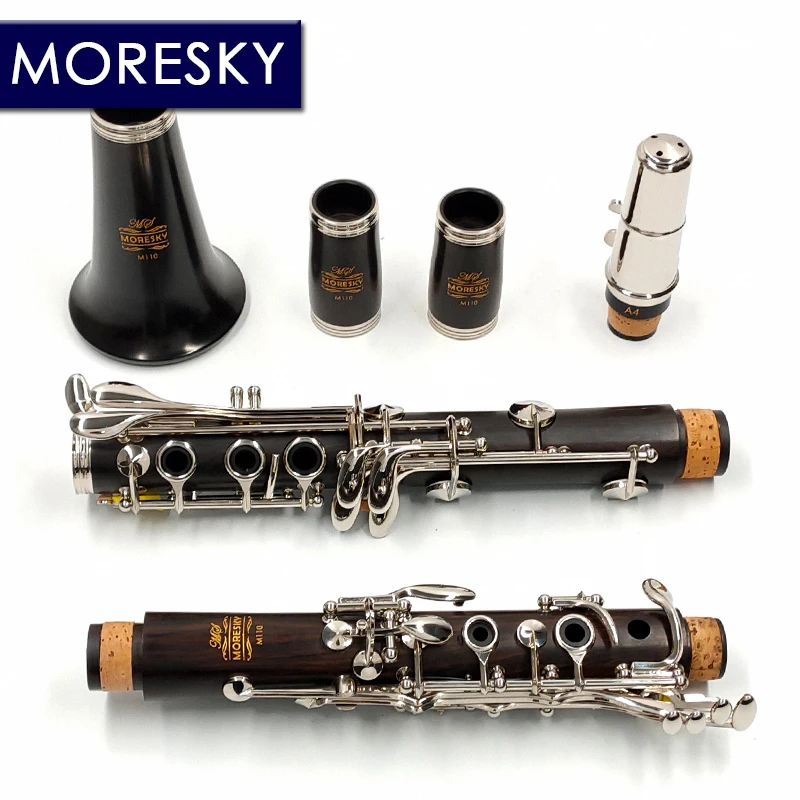 MORESKY Professional Ebony Clarinet Bb 17 Keys Grenadilla Sib Klarnet M110 clarinet woodwind instrument