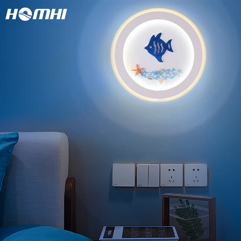 Детский настенный светильник Fish современная лампа для мальчиков спальни