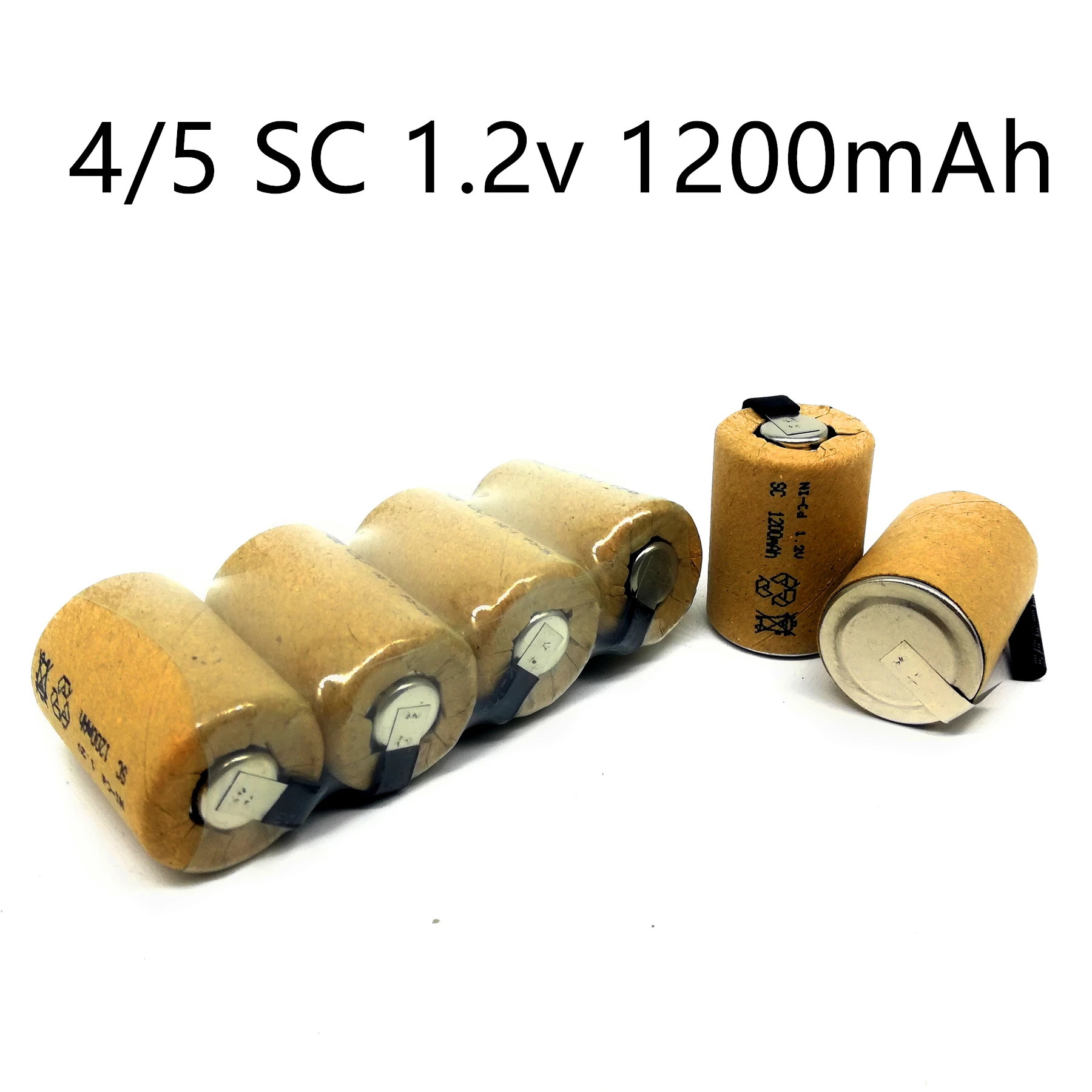 

12PCS/LOT 4/5SC 1.2V Rechargeable Battery 1200mAh 4/5 SC Sub C Ni-CD Cell With Welding Tabs For Electric Drill Screwdriver