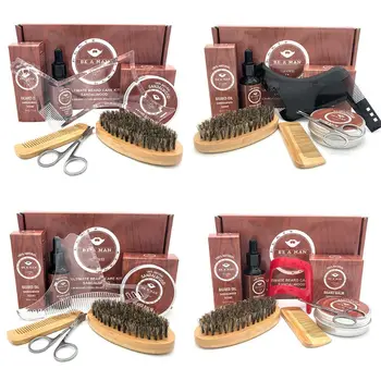 

Beard Oil Balm Comb Brush Scissors Shaping Tool Grooming Care Kit for Men NEW
