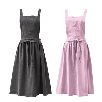 

2Pcs Simple Florist Apron Cotton Linen Gardening Coffee Shops Kitchen Aprons For Cooking Baking Restaurant Apron