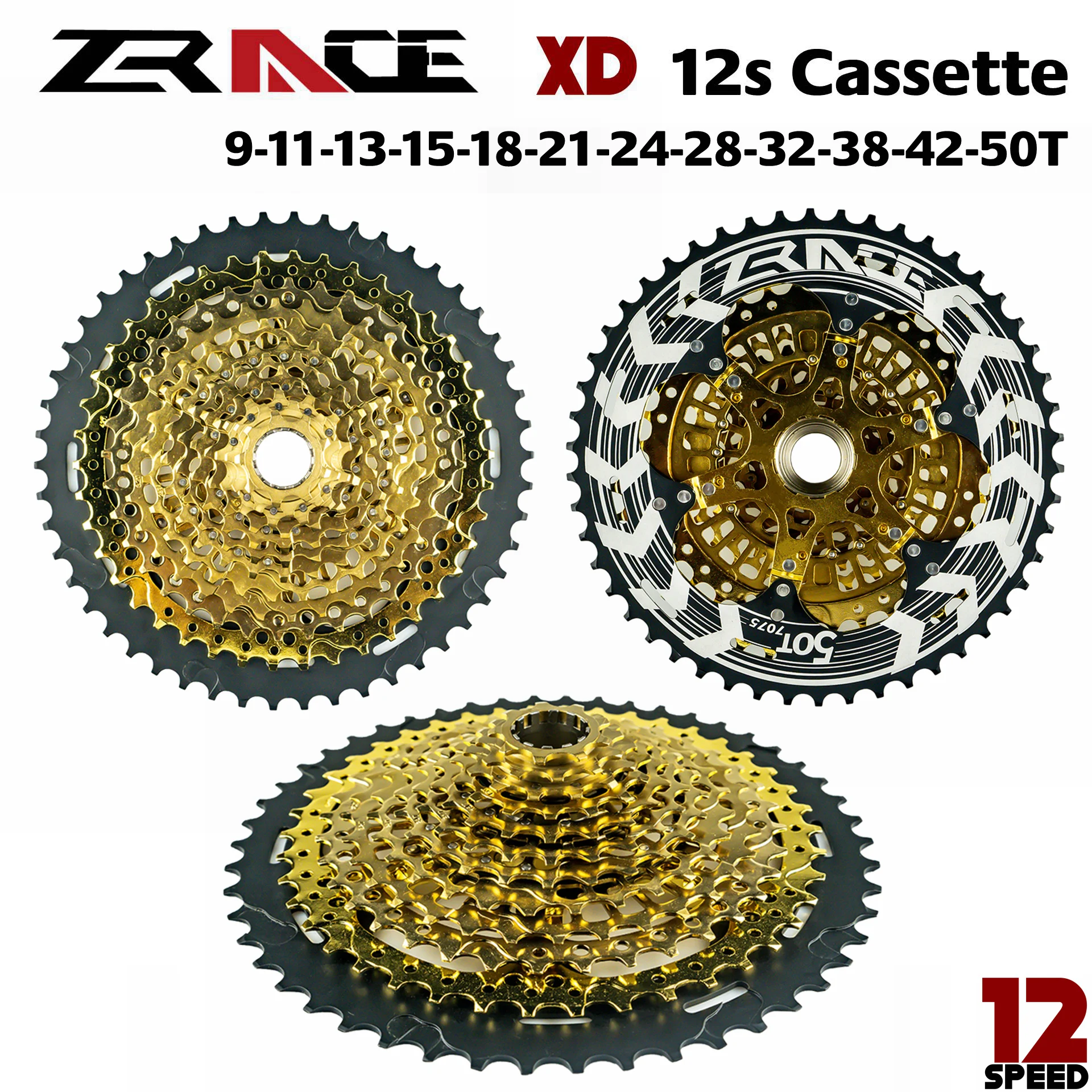 

Кассета ZRACE ALPHA Gold 12 s XD, 12 скоростей, 9-50T-Black, для горных велосипедов, свободное колесо, совместима с SRAM XD, freehub, XX1 X01 GX NX Eagle