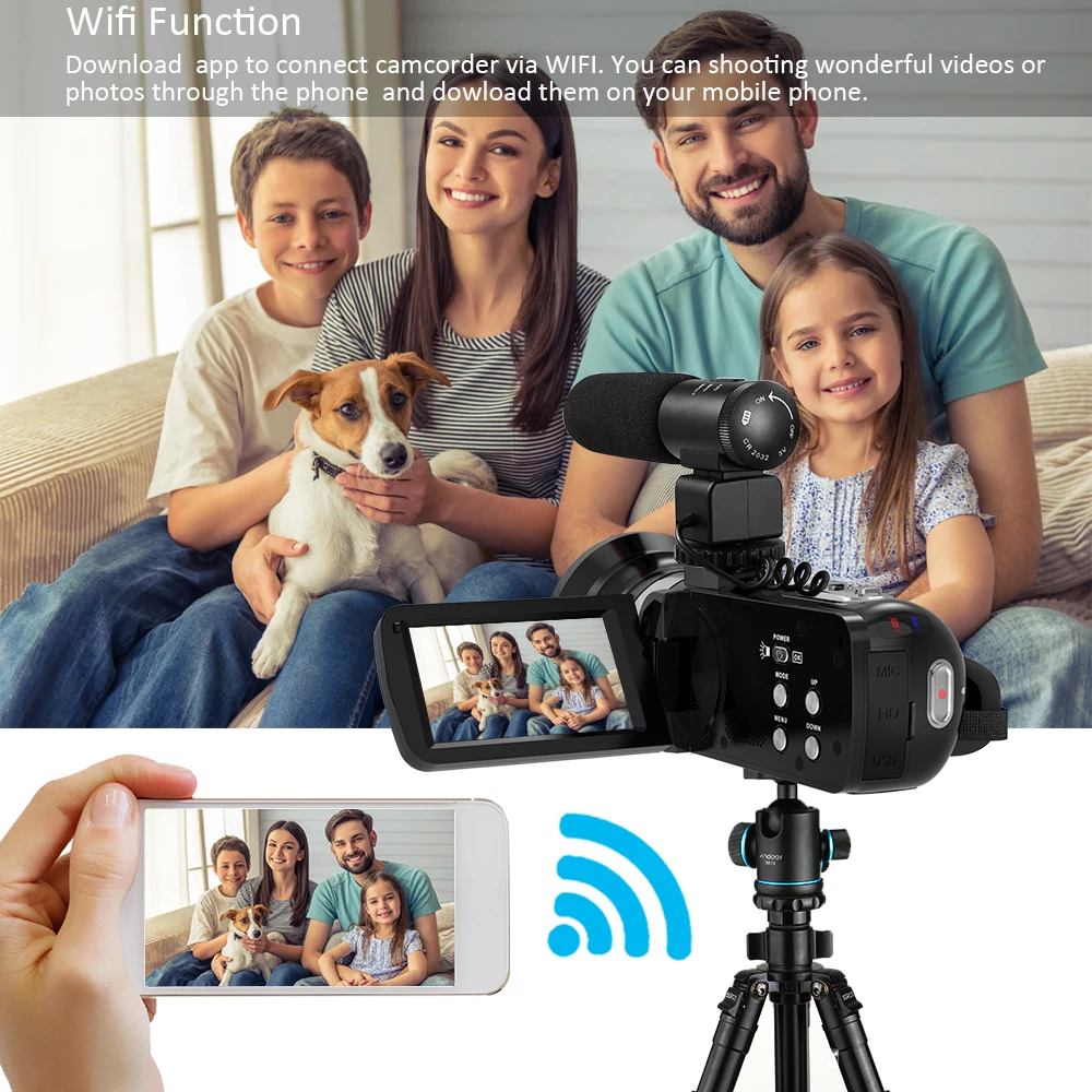 Andoer 4K Ultra HD 3," lcd сенсорный экран WiFi цифровая видеокамера DV рекордер 16X зум ИК Ночное Видение видеокамера
