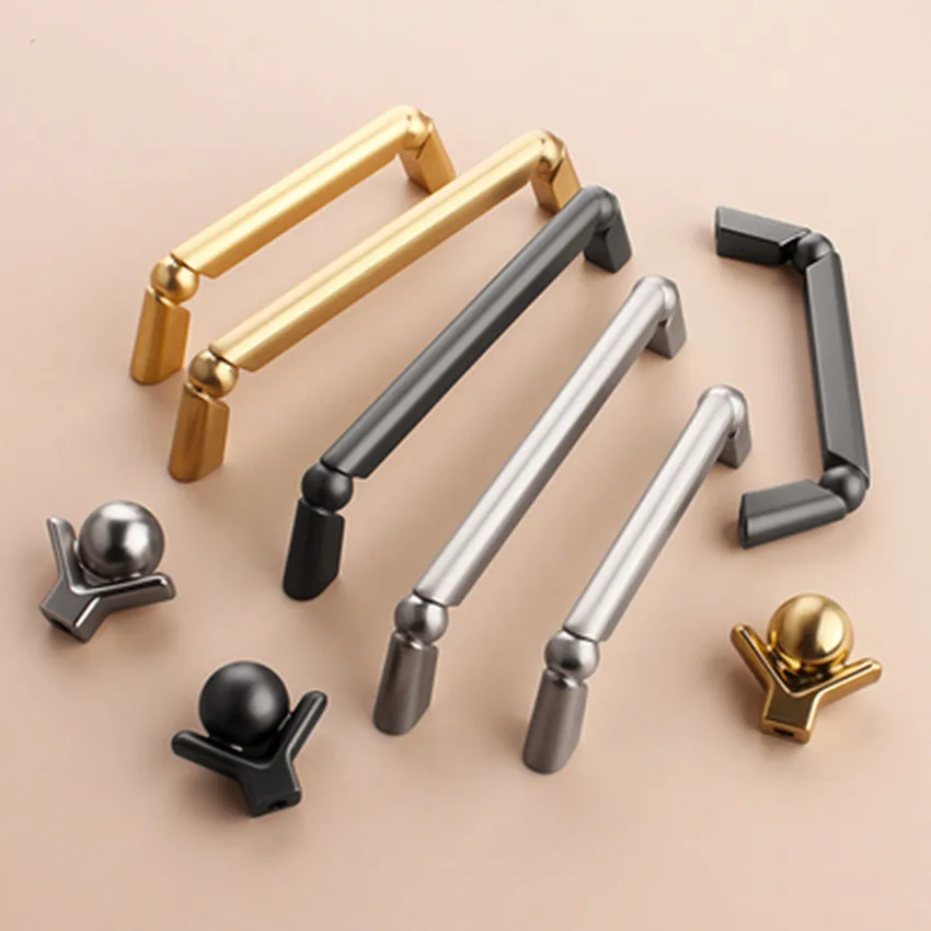 

Free Shipping 2pcs Simple Cupboard door Handle Wardrobe Drawer closet Zinc Alloy Pulls Gold Furniture High-top wine Cabinet Knob