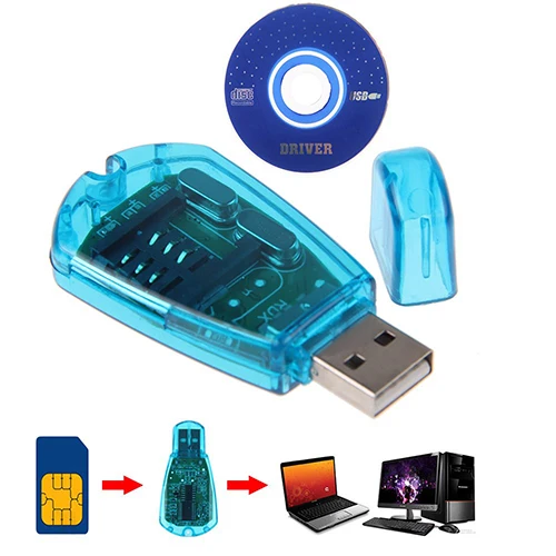 Mini USB Cellphone Standard SIM Card Reader Copy Cloner Writer SMS Backups GSM/CDMA+CD sim card reader