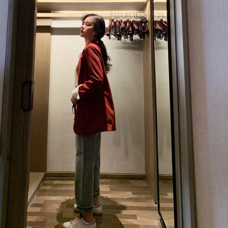 Fashion 2020 small suit jeans two-piece suit to wear fashion suit Western style Korean workplace temperament color suit autumn