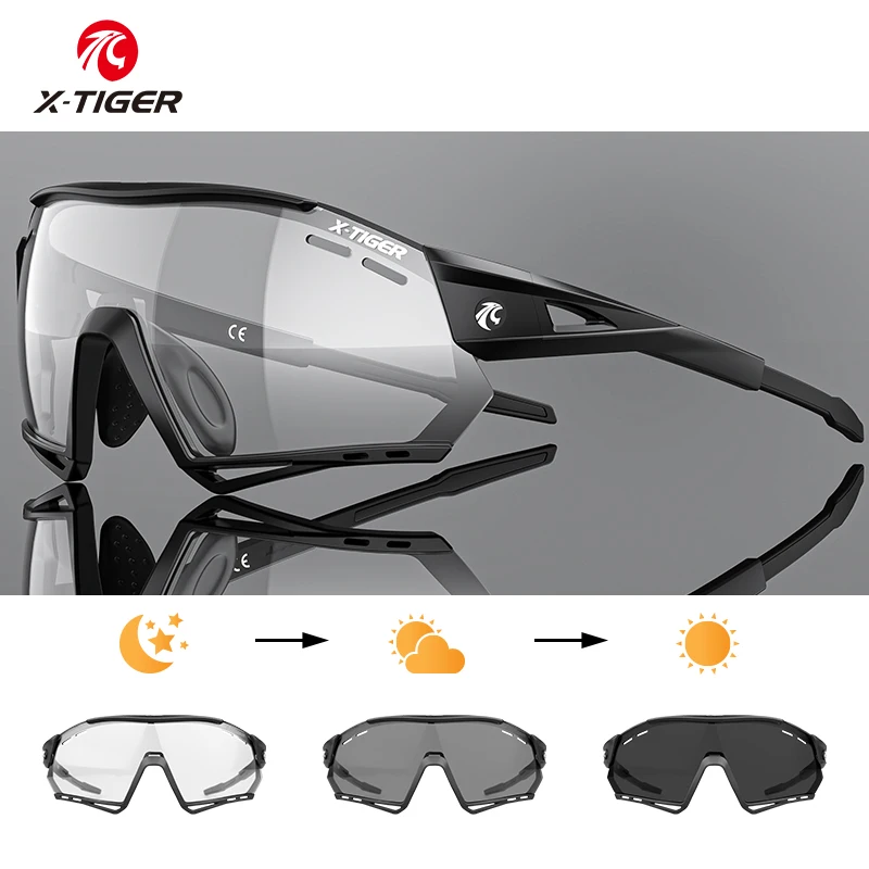 Cycling Sunglasses Eyewear MTB UV400 Hiking Photochromic Sports X-TIGER Racing Men