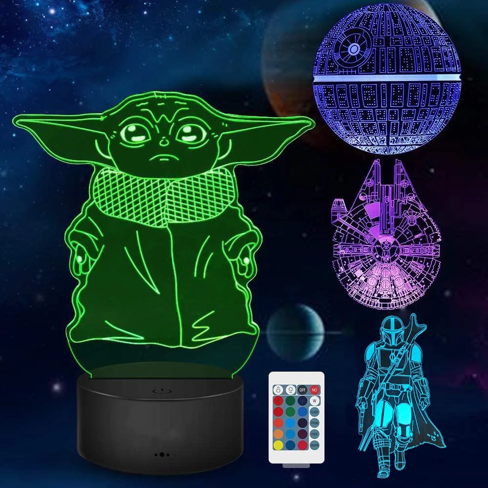 Hasbro Yoda/мандалор смерти с дистанционным управлением 7/16 цветов 3D светильник
