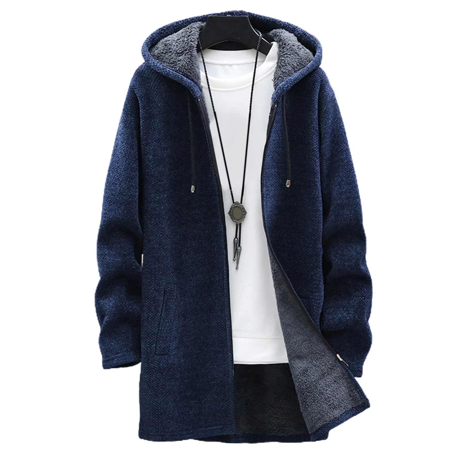 Winter Warm Jacket Men Coat Casual Coat Knitted Coat Autumn Winter Long Sleeve Plush Liner Sweater Zipper Knitted Coat680_voghion.com
