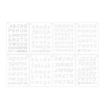 

8PCS Drawing Painting Stencils Various Figures Letter Number Hallow Painting Templates for Scrapbooking School Projects (White)
