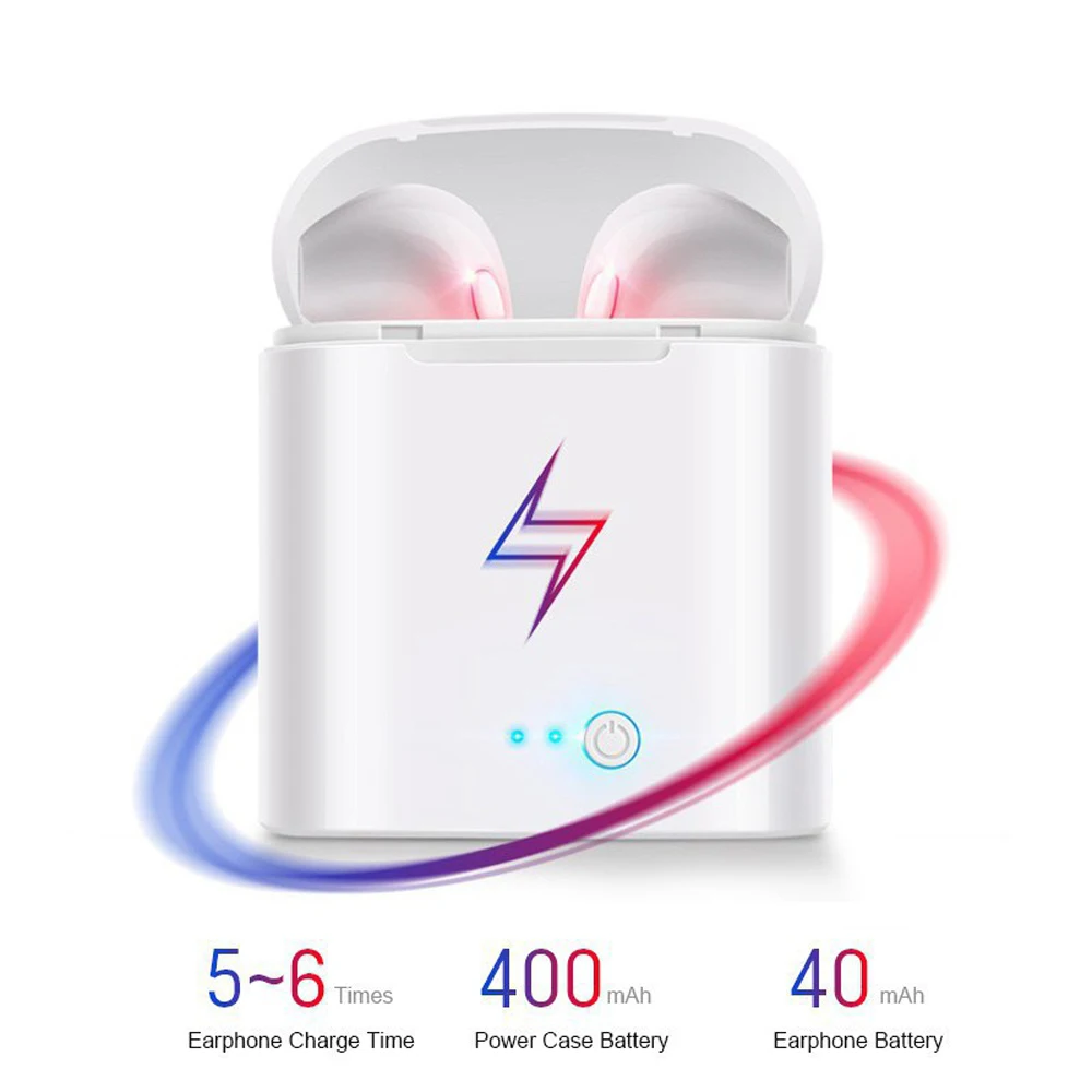Беспроводные наушники i7s TWS Bluetooth спортивные вкладыши гарнитура с зарядным боксом