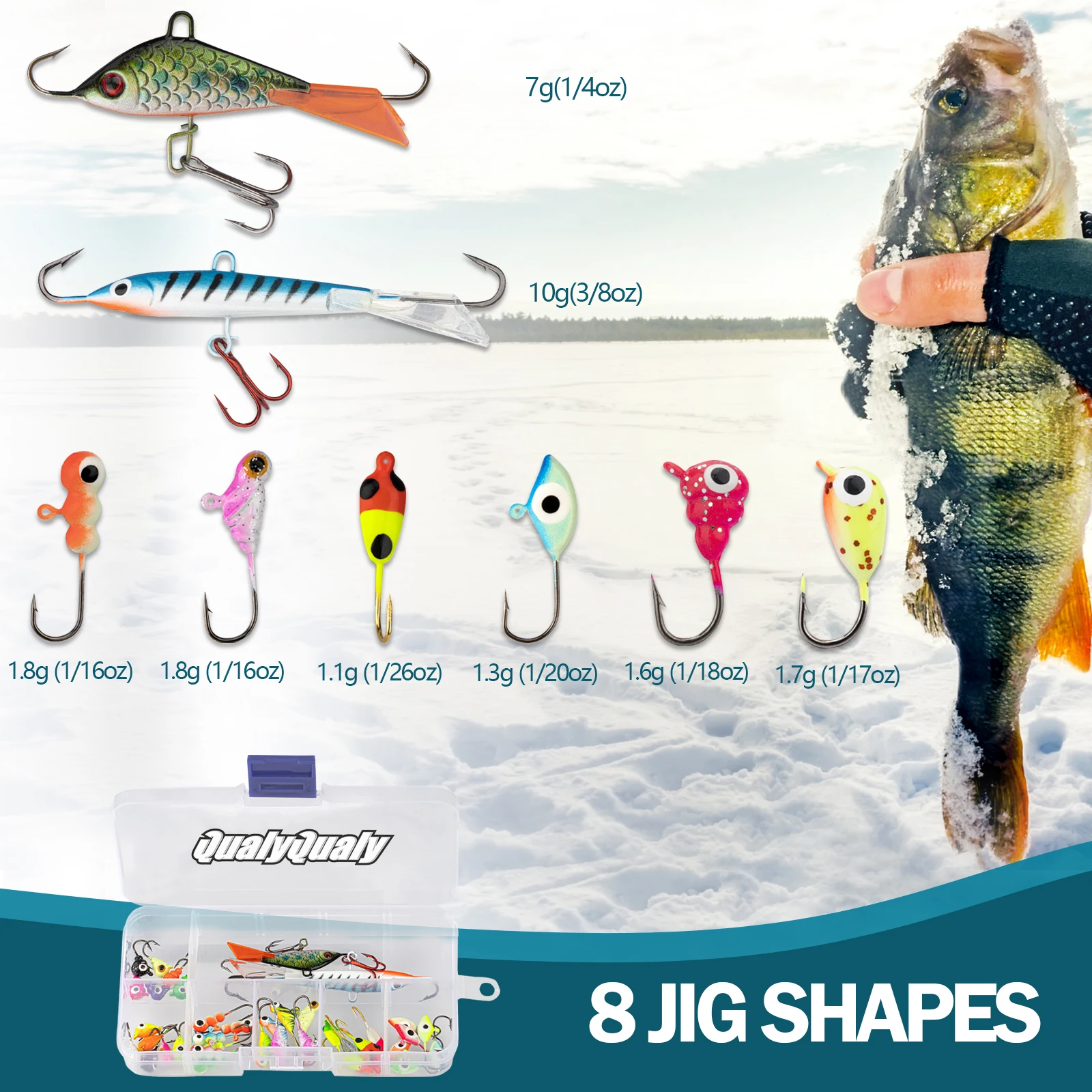 38pcs/box Ice Fishing Jigs 1.1g-10g Winter Fishing Lure Jig Bait Hard Lure  Balancer Fishing Bait Set For Winter Fishing - AliExpress