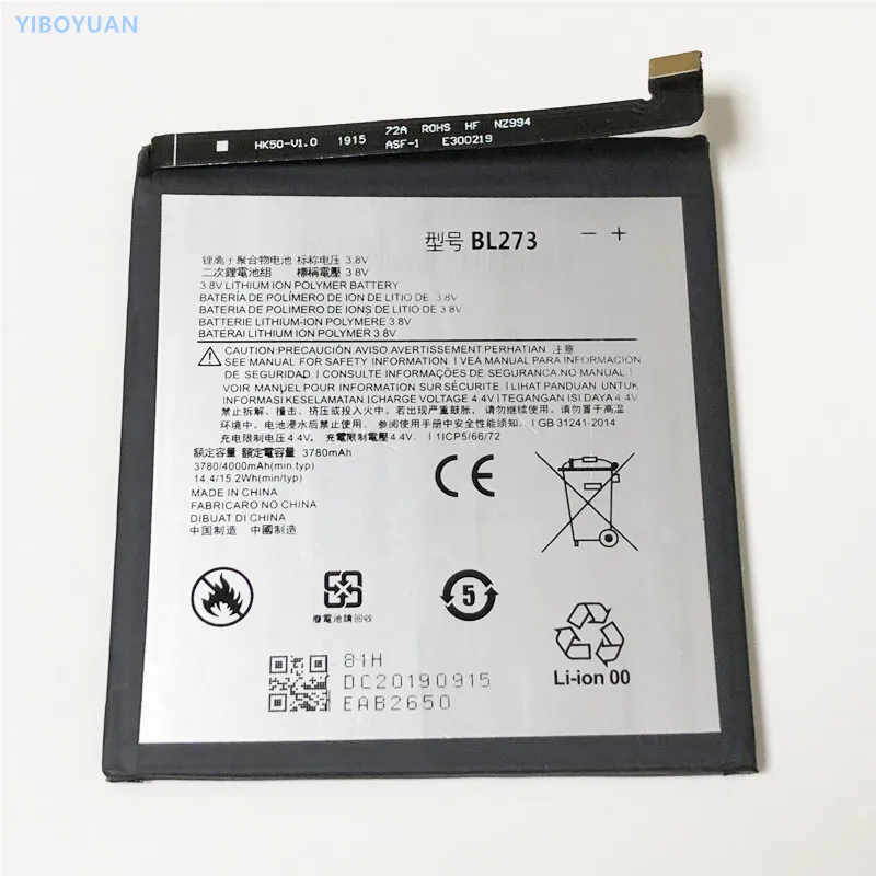 3,8 V 4000mAh BL273 для lenovo K8 Plus 5," аккумулятор