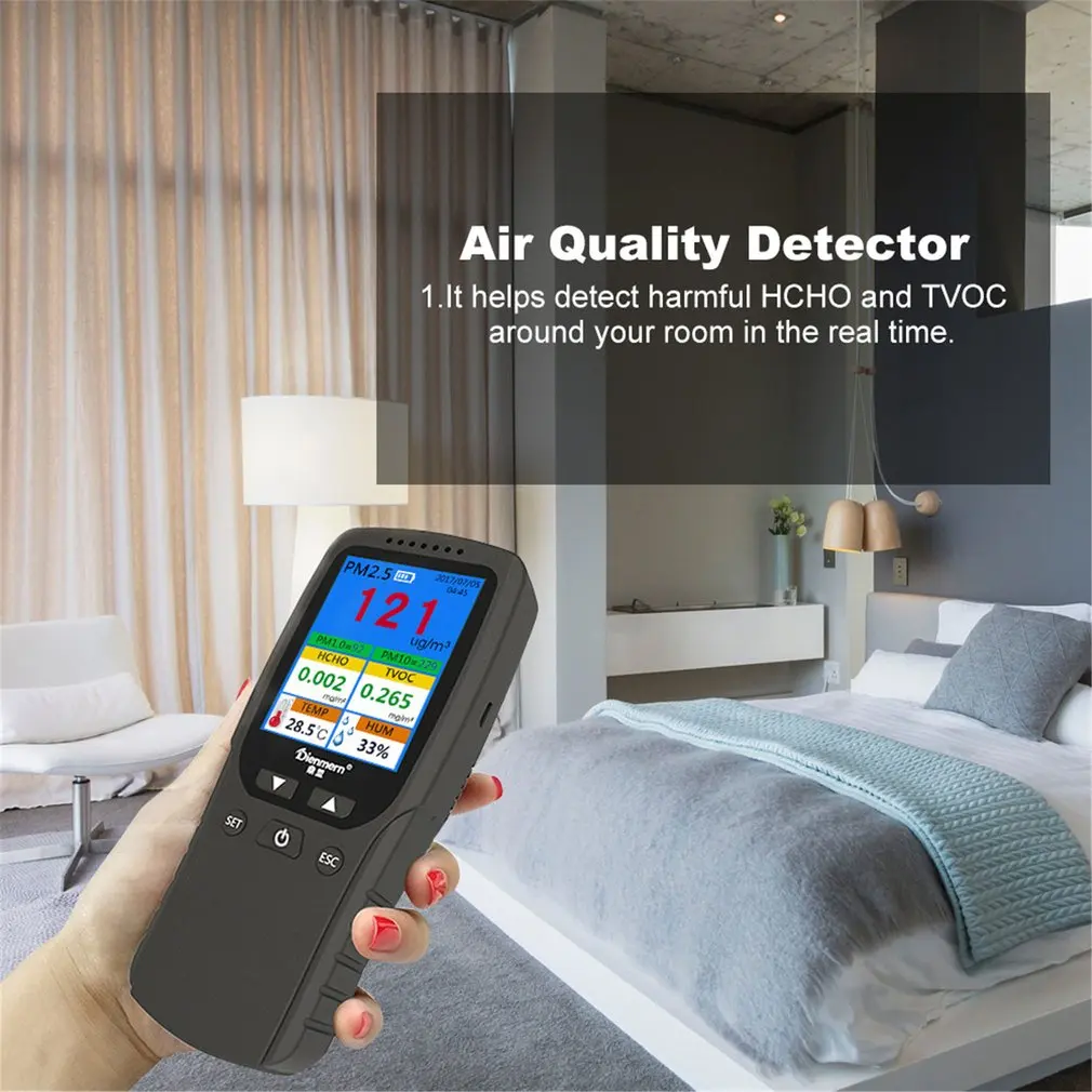 AQI анализа качества воздуха тестер PM1.0 PM2.5 PM10 нсно Температура Влажности Монитор-детектор газа анализатор измерительный инструмент