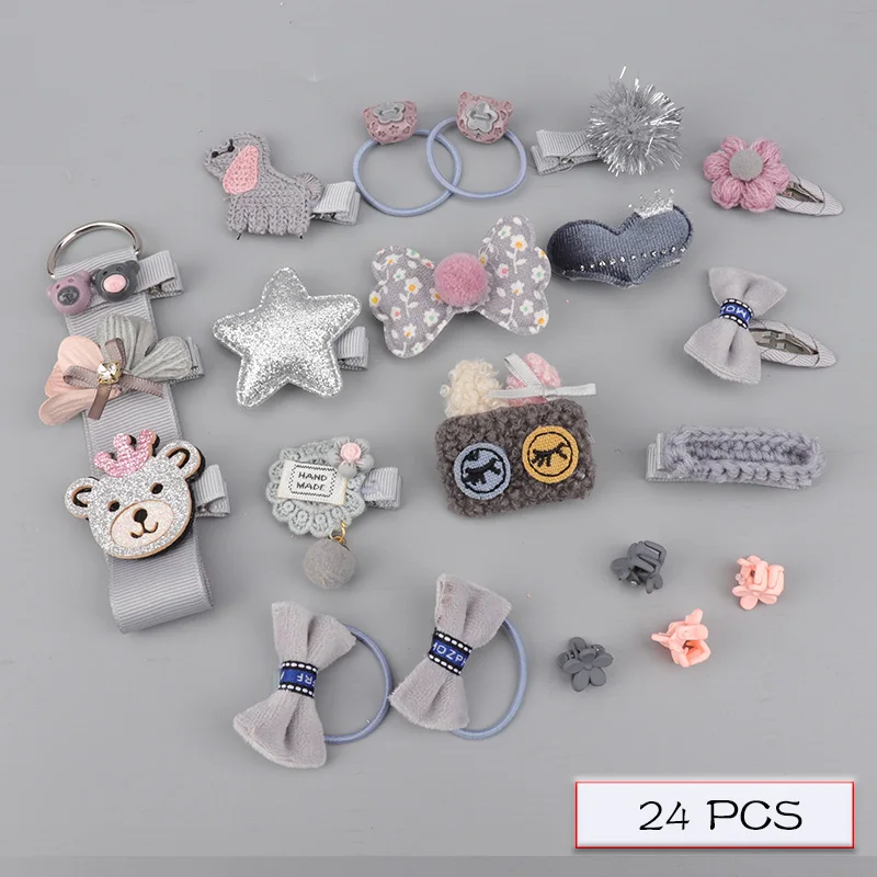 H063-4-A Children's hair accessories set baby hairpin rubber band girl birthday holiday gift cartoon hair accessories grab clip - Цвет: H063-4-A